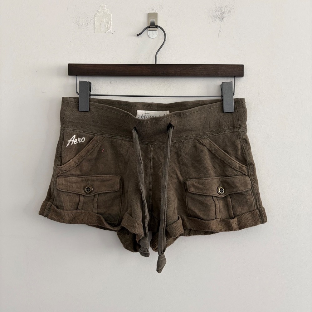Aeropostale Womens Brown Cargo Drawstring Shorts Small Y2K